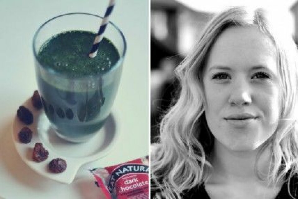 Nina Kaufmanns recept på grön smoothie. Nina Kaufmanns recept på grön smoothie.