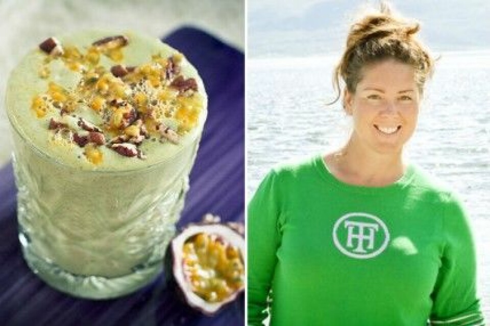 Sara Ronnes recept på grön smoothie. Sara Ronnes recept på grön smoothie.