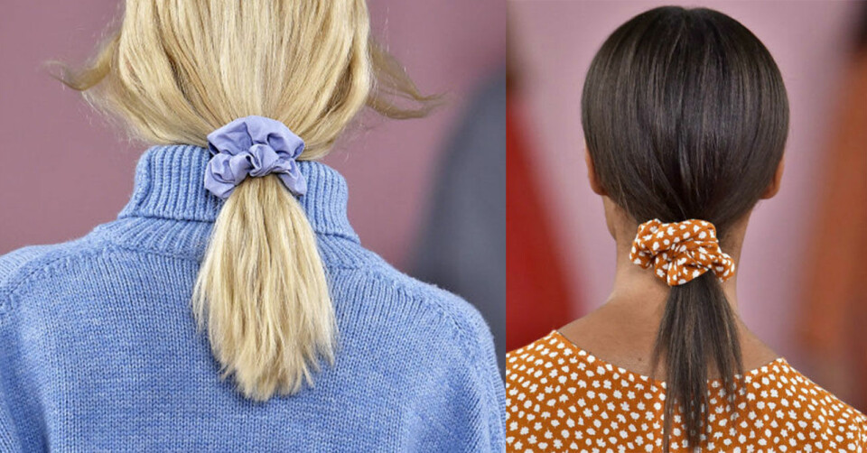 Scrunchie på Mansul Gavriels visning inför våren 2018. Scrunchie på Mansul Gavriels visning inför våren 2018.