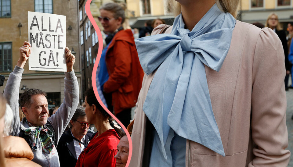 Knytblusmanifestation till stöd för Sara Danius lockade över 1000