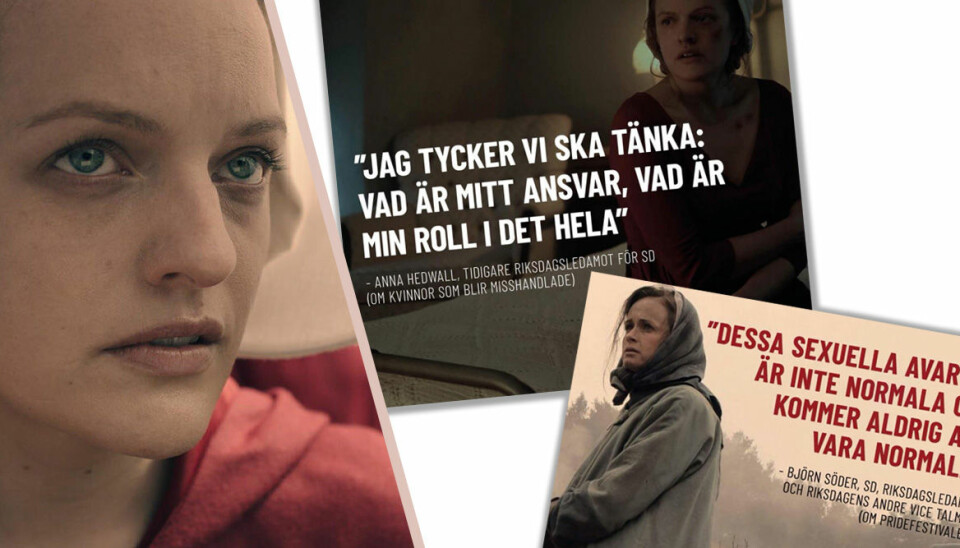 SD-citat jämförs med ”The Handmaid's Tale” – se bilderna som blivit virala