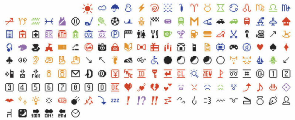 Shigetaka Kuritas allra första 176 emojis. Foto: Shigetaka Kurita Shigetaka Kuritas allra första 176 emojis. Foto: Shigetaka Kurita