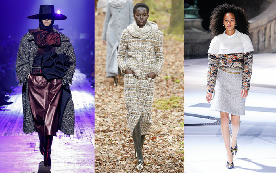 Marc Jacobs, Chanel och Louis Vuitton valde tweed i höstkollektionerna. Marc Jacobs, Chanel och Louis Vuitton valde tweed i höstkollektionerna.