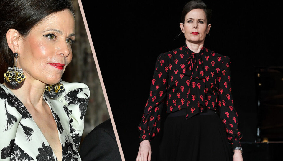 Här intar Sara Danius catwalken – har designat en egen knytblus