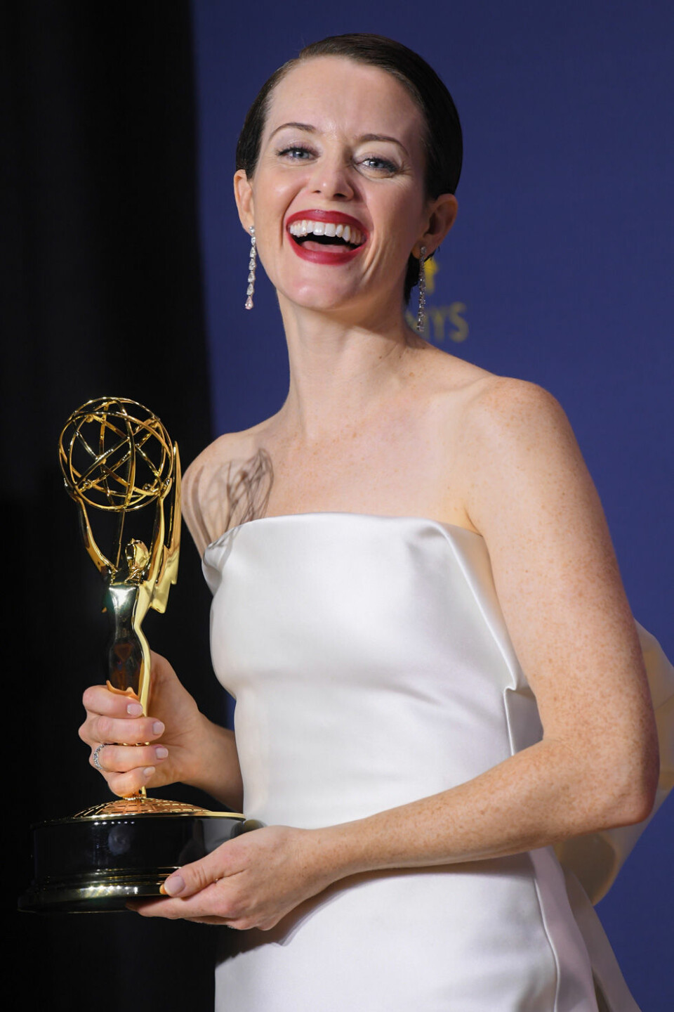 Bästa kvinnliga huvudroll i en dramaserie vann Claire Foy, The Crown. Foto: IBL Bästa kvinnliga huvudroll i en dramaserie vann Claire Foy, The Crown. Foto: IBL