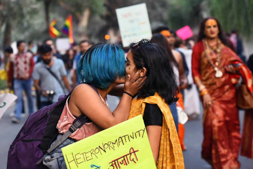 I år kunde indierna för första gången gå i Pride-tåget som icke-kriminella enligt lag. Foto: IBL I år kunde indierna för första gången gå i Pride-tåget som icke-kriminella enligt lag. Foto: IBL