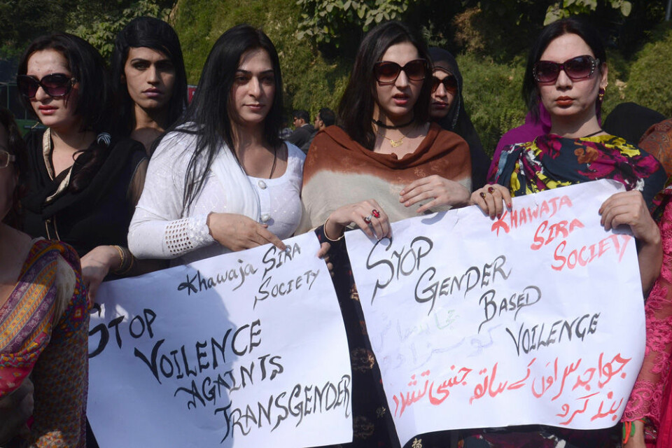 Transpersoner som protesterar i Pakistan 2016. Foto: IBL Transpersoner som protesterar i Pakistan 2016. Foto: IBL