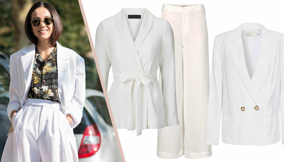 Vita trendiga kostymer och kavajer till festen