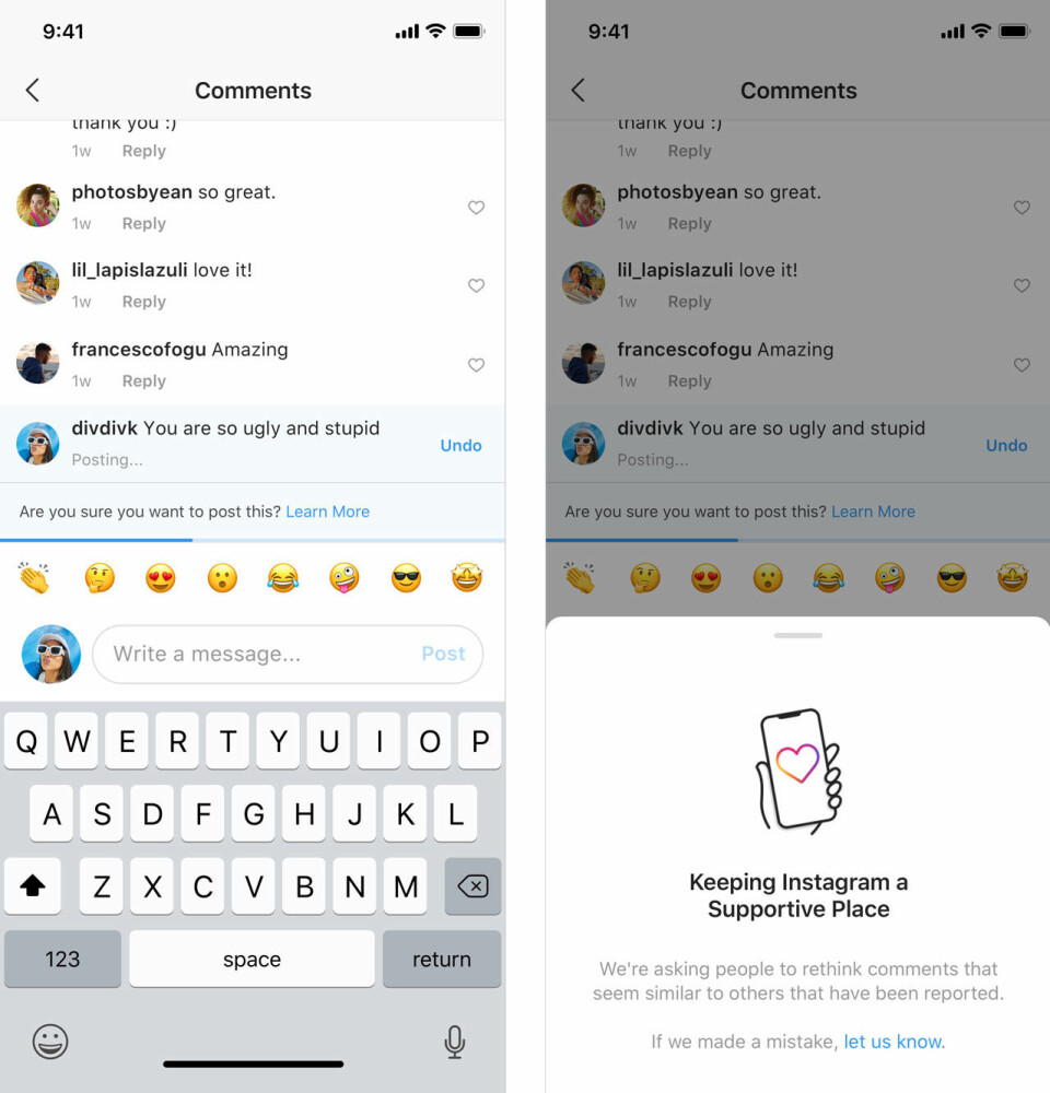 Exempel på hur den nya funktionen kommer att se ut. Foto: Instagram Exempel på hur den nya funktionen kommer att se ut. Foto: Instagram