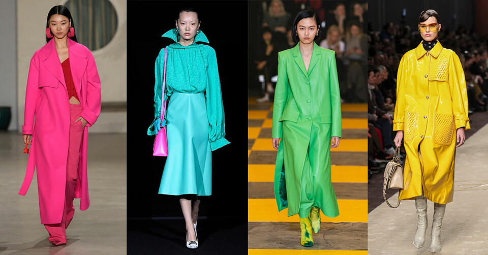 Jacquemus, Balenciaga, Off-White och Fendi går loss på färgpaletten inför hösten 2019. Jacquemus, Balenciaga, Off-White och Fendi går loss på färgpaletten inför hösten 2019.