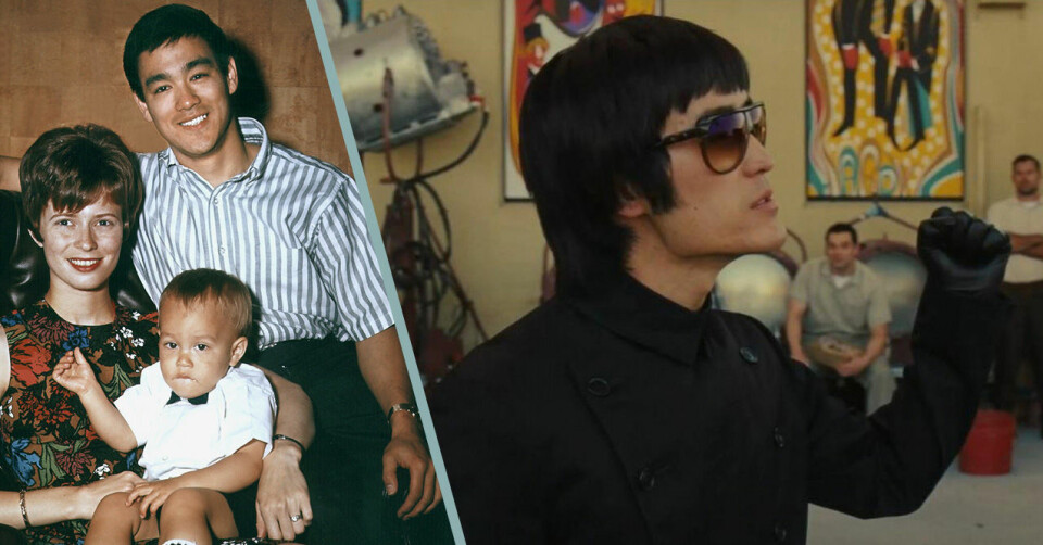Bruce Lee tillsammans med sin fru och sin son (t.v.) och Mike Moh som spelar Bruce Lee i filmen (t.h.). Bruce Lee tillsammans med sin fru och sin son (t.v.) och Mike Moh som spelar Bruce Lee i filmen (t.h.).