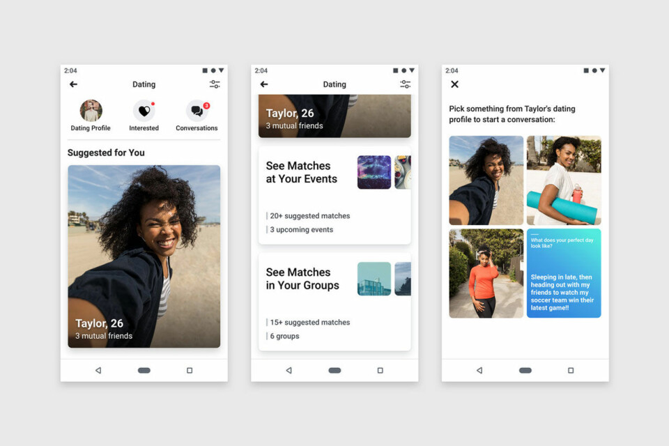 Tidigt 2020 kommer Facebook Dating till Sverige, här är ett exempel på hur tjänsten ser ut. Tidigt 2020 kommer Facebook Dating till Sverige, här är ett exempel på hur tjänsten ser ut.
