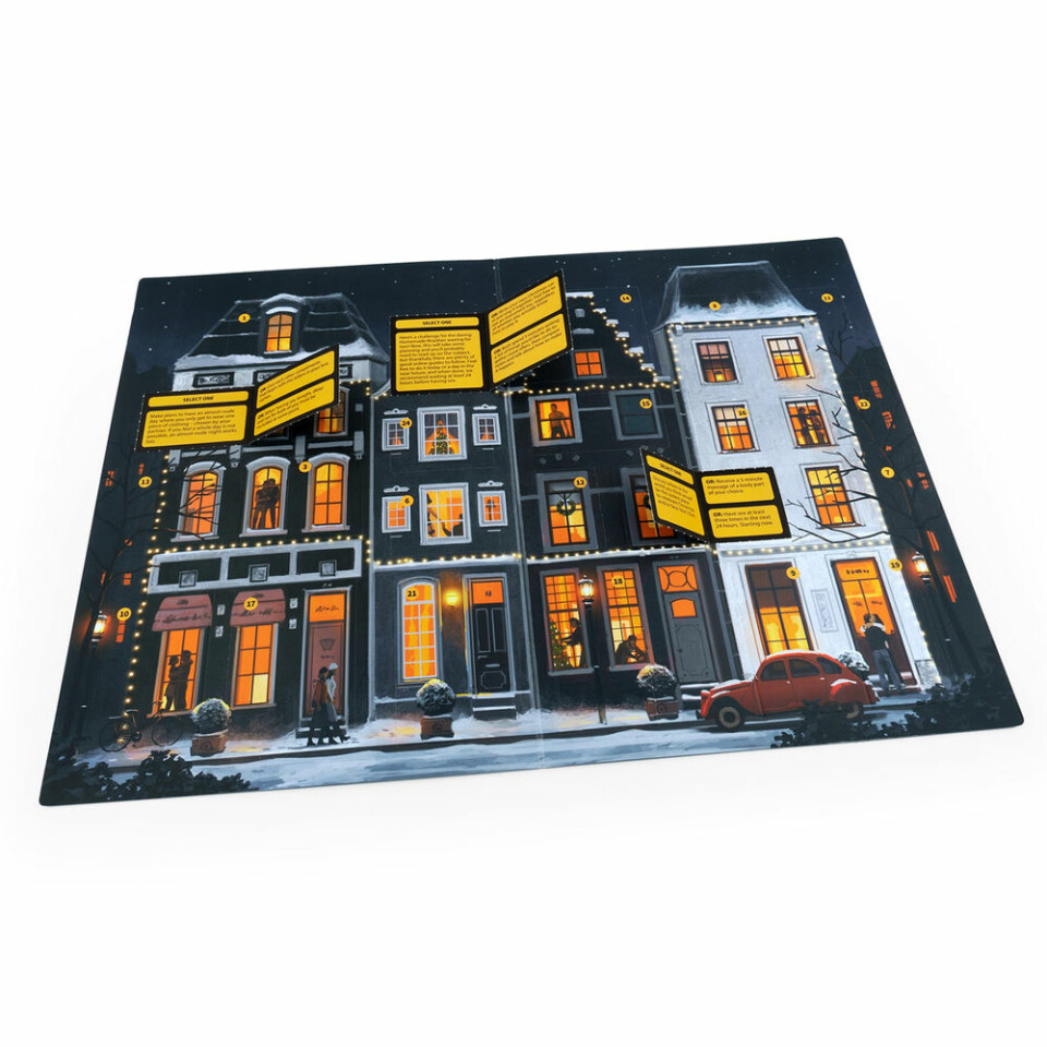 Adventskalender med utmaningar för par bakom varje lucka. Adventskalender med utmaningar för par bakom varje lucka.
