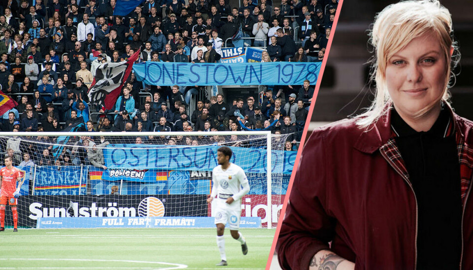 Kvinnliga fotbollssupportrar ryter ifrån mot intim visitation