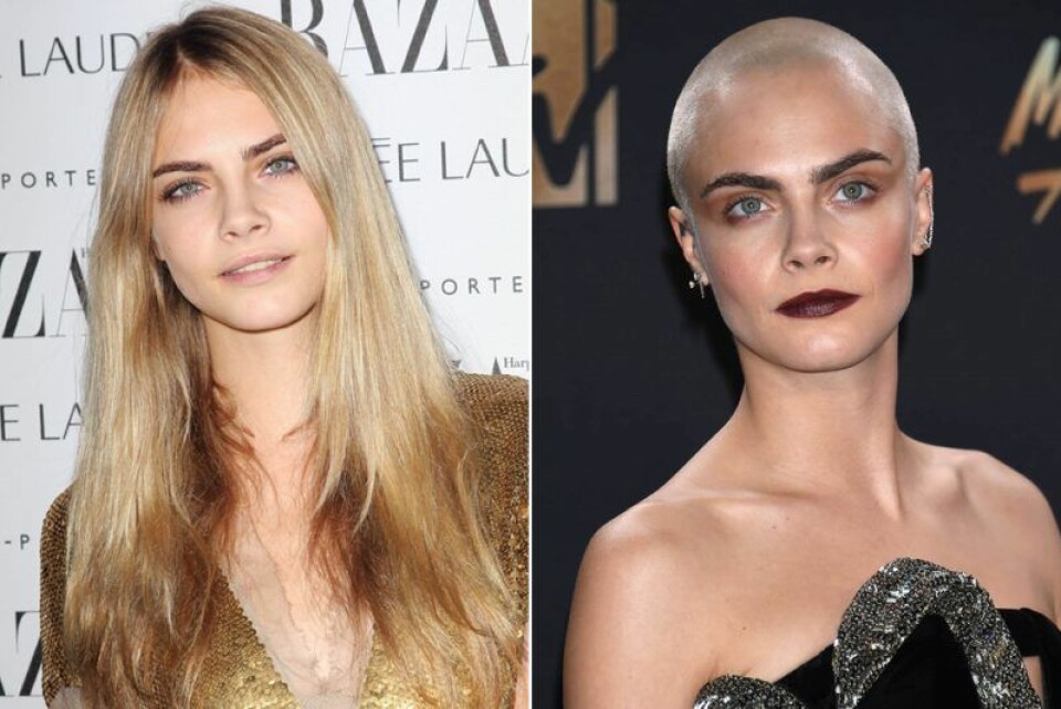 Cara Delevingne rakade av sig sitt hår. Cara Delevingne rakade av sig sitt hår.