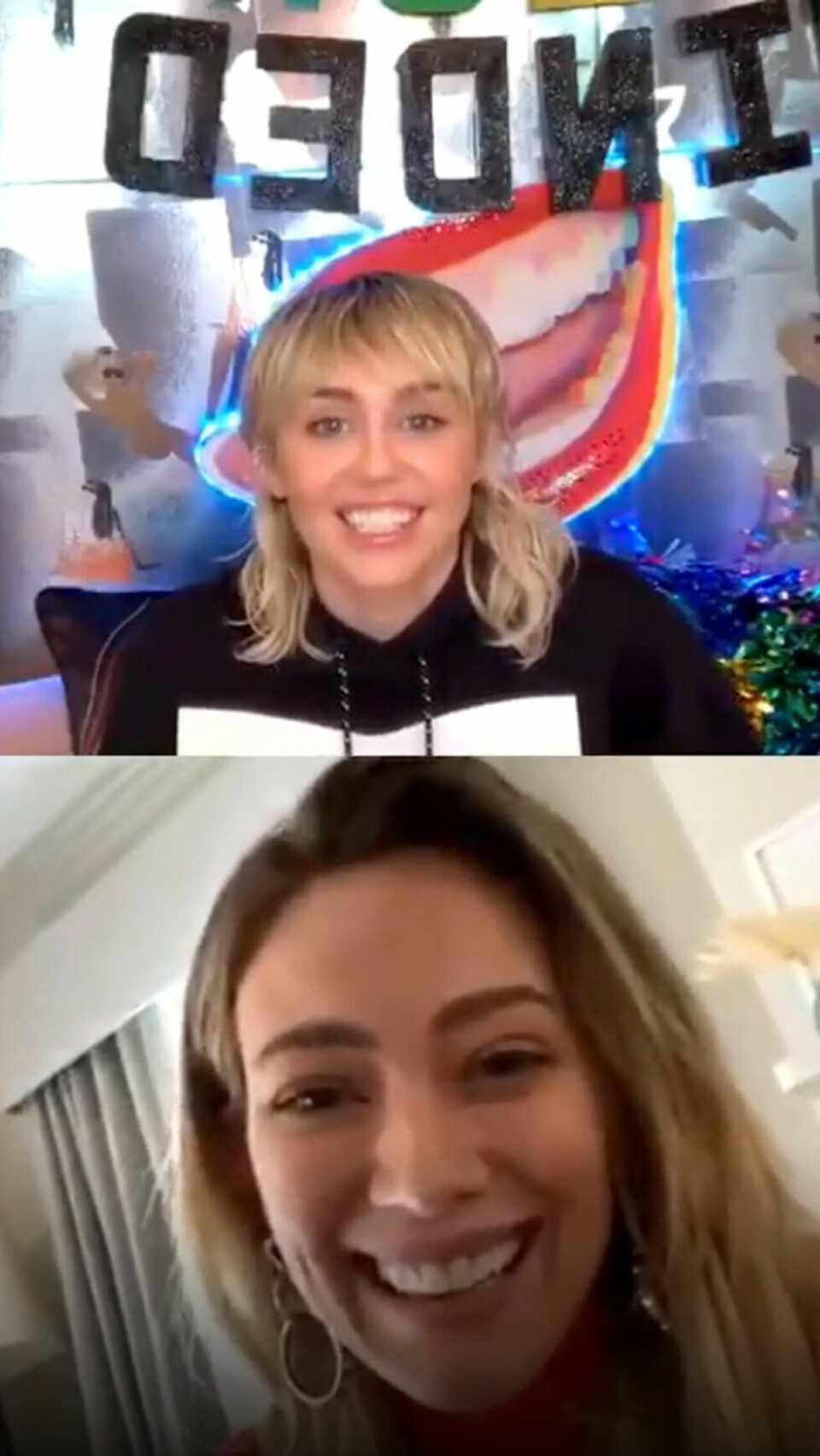 Hilary Duff medverkade i Miley Cyrus program Bright Minded. Hilary Duff medverkade i Miley Cyrus program Bright Minded.