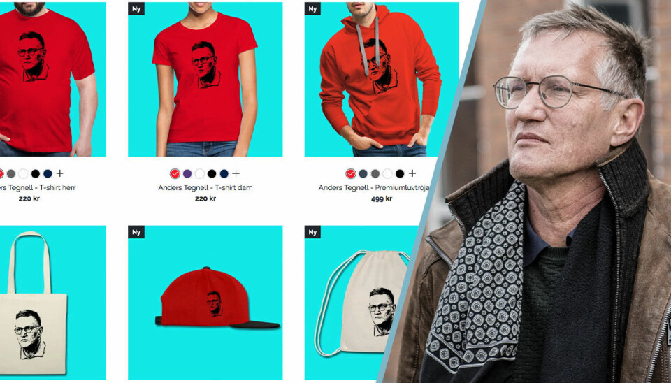 Anders Tegnell har blivit merch - här säljs tröjorna med hans ansikte