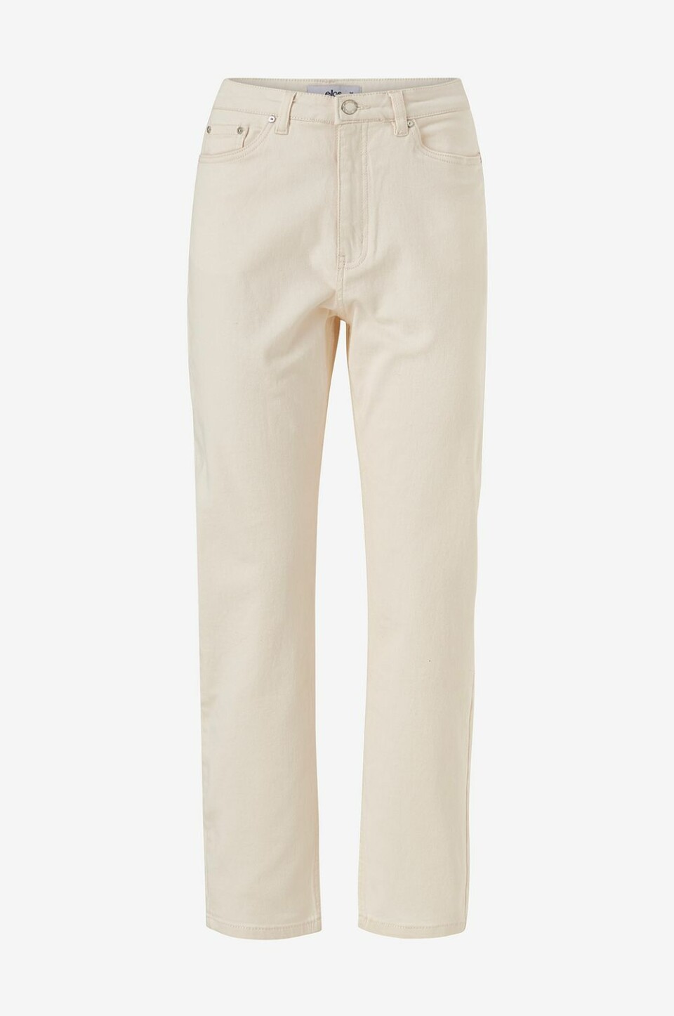 Trendiga jeans i beige, vitt och pastell att klicka hem