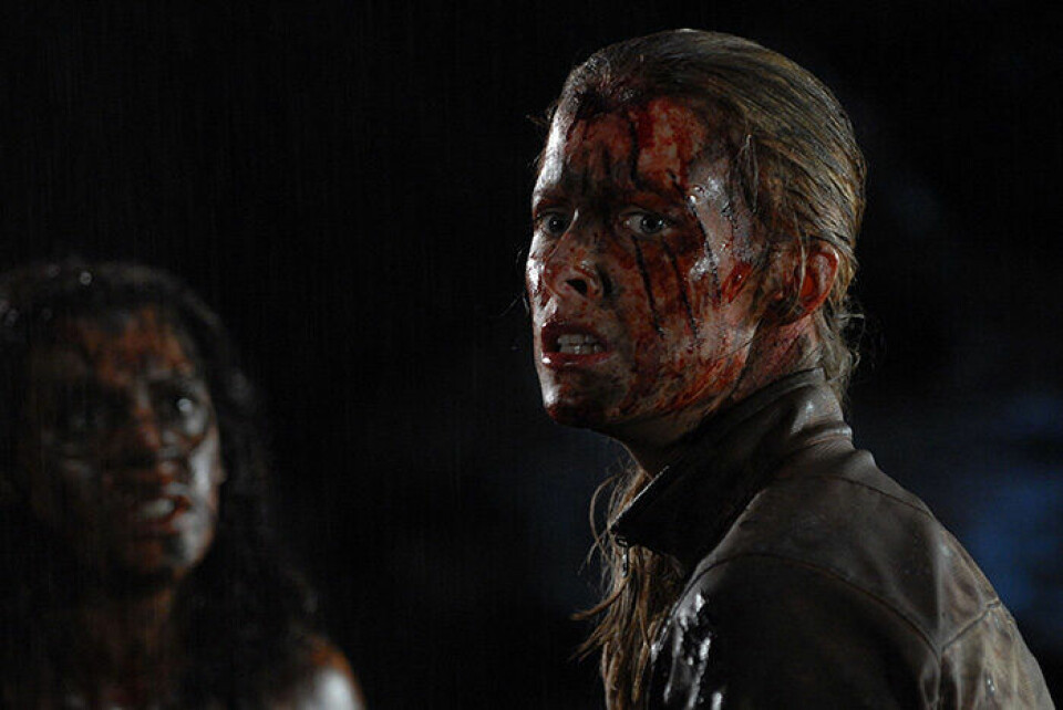 Någonting gömmer sig i mörkret i skräckfilmen The Descent. Någonting gömmer sig i mörkret i skräckfilmen The Descent.