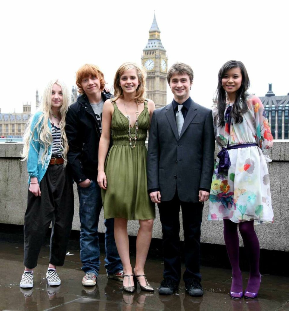 Evanna Lynch, Rupert Grint, Emma Watson, Daniel Radcliffe och Katie Leung. Evanna Lynch, Rupert Grint, Emma Watson, Daniel Radcliffe och Katie Leung.