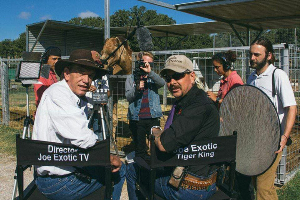 Tv-producenten Rick Kirkman och djurparksägaren Joe Exotic. Tv-producenten Rick Kirkman och djurparksägaren Joe Exotic.