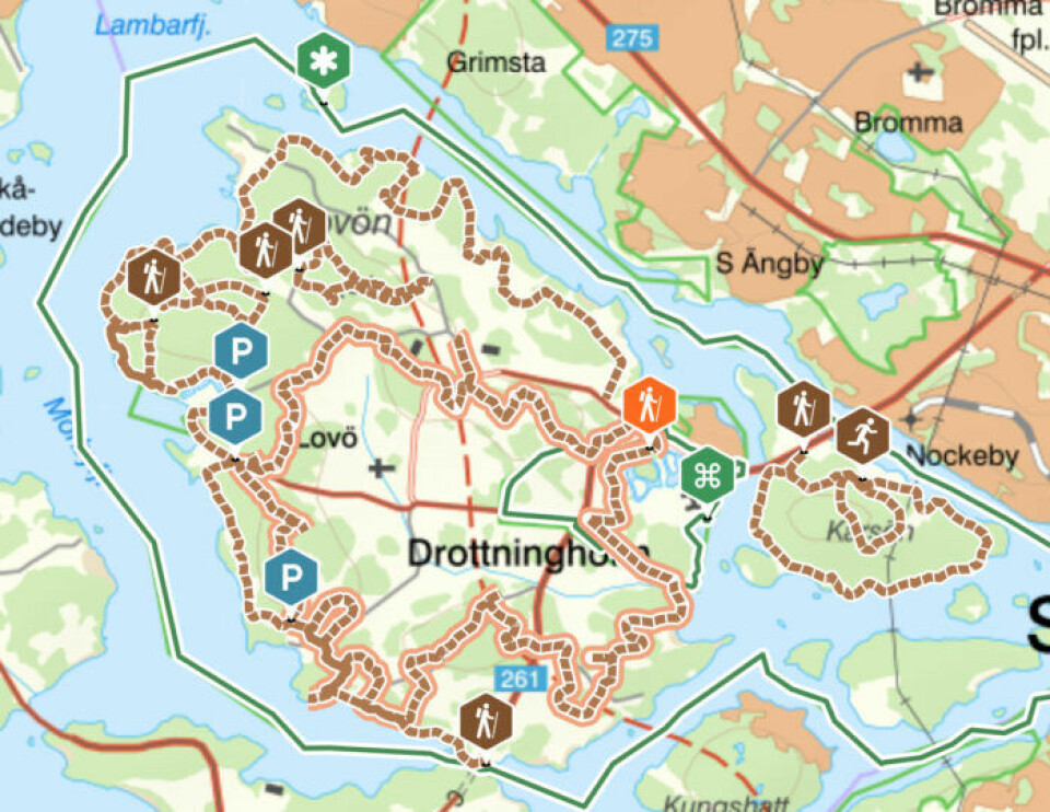 Den markerade rutten är Fornstigen. Se större karta här! Den markerade rutten är Fornstigen. Se större karta här!