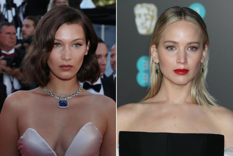Bella Hadid t.v. och Jennifer Lawrence t.h. Bella Hadid t.v. och Jennifer Lawrence t.h.