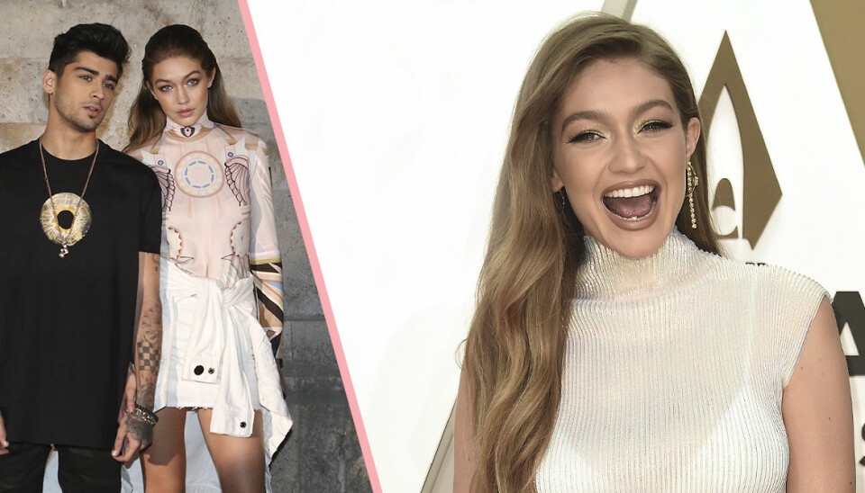 Gravida Gigi Hadid visar upp magen för första gången