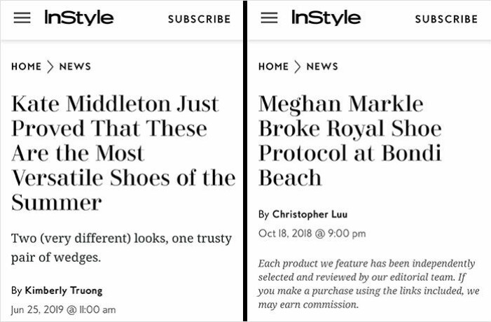 brittiska sajter skriver om Kate Middleton och Meghan Markles kilklackar