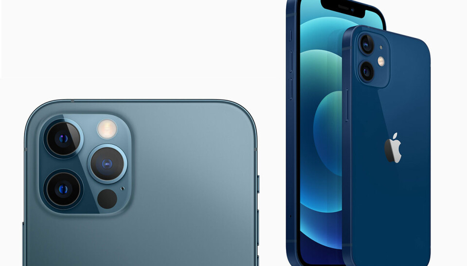 Baksidan och kameran på Pro-modellen vs Iphone 12 Baksidan och kameran på Pro-modellen vs Iphone 12