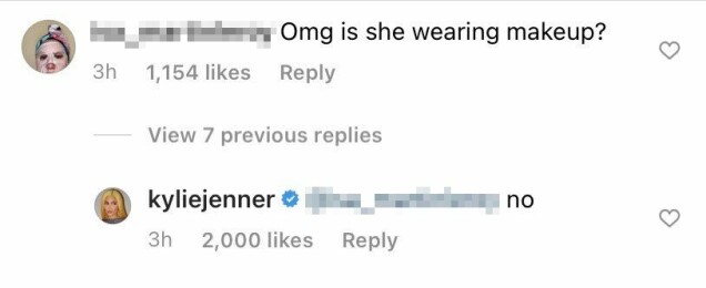 Kylie Jenner ger svar på tal efter frågor om smink på dottern Stormi, 2