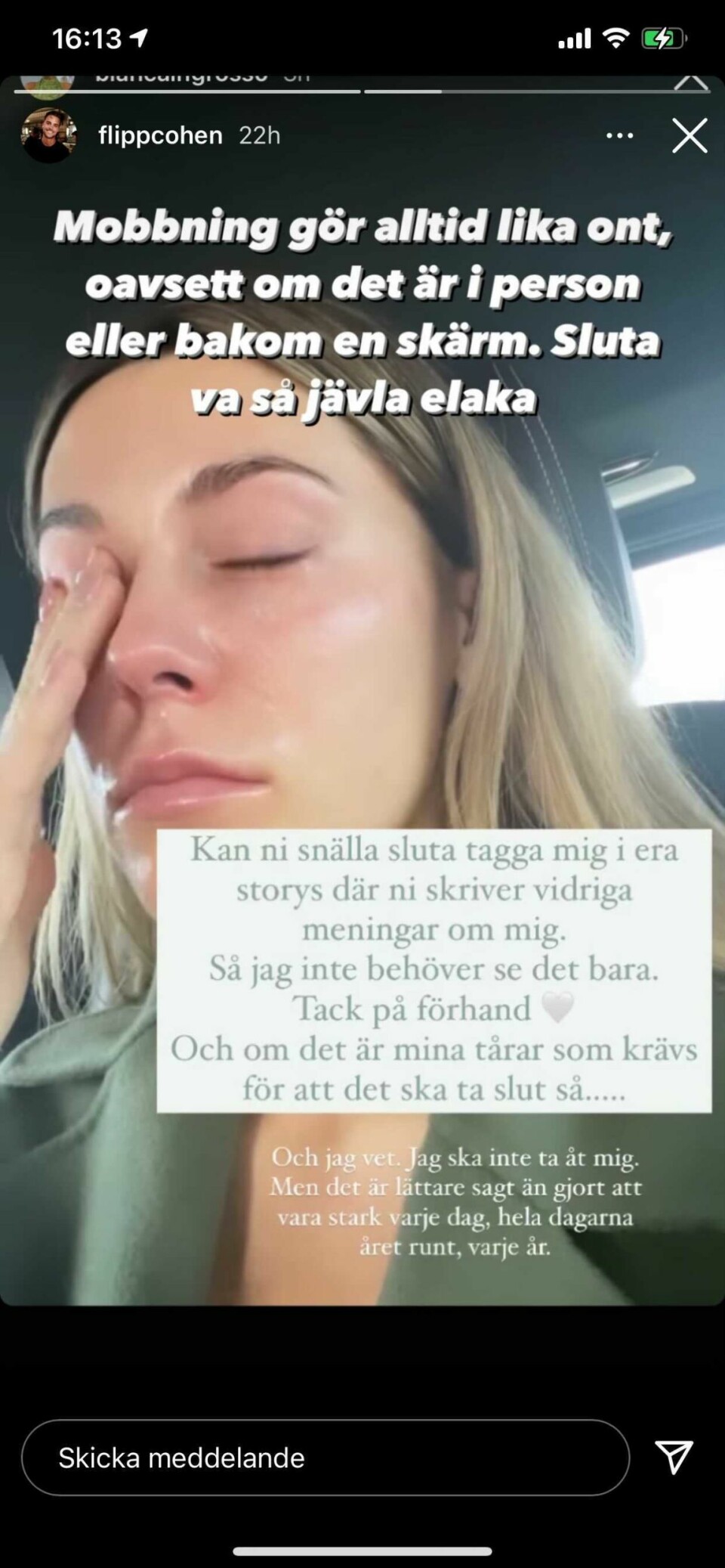 Bianca Ingrosso backas av exet Phillipe Cohen efter hatstorm