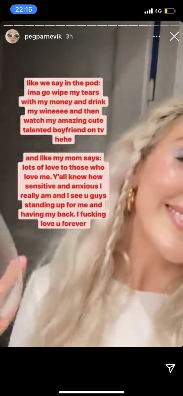 Peg Parnevik ler mot ryktesspridarna på sin Instagram story. Peg Parnevik ler mot ryktesspridarna på sin Instagram story.