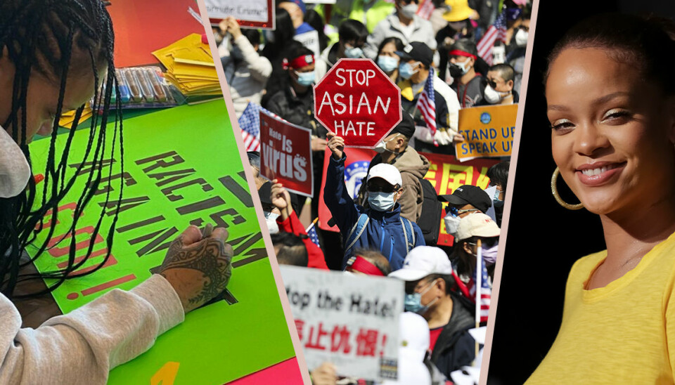 Så höll Rihanna sig inkognito på Stop asian hate- demonstrationen