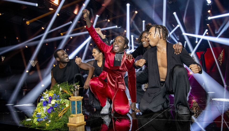 Melodifestivalen 2021. Tusse Chiza här med sina dansare. Melodifestivalen 2021. Tusse Chiza här med sina dansare.
