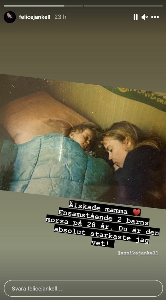 Félice Jankells hyllning till mamma Annika efter åren som ensamstående