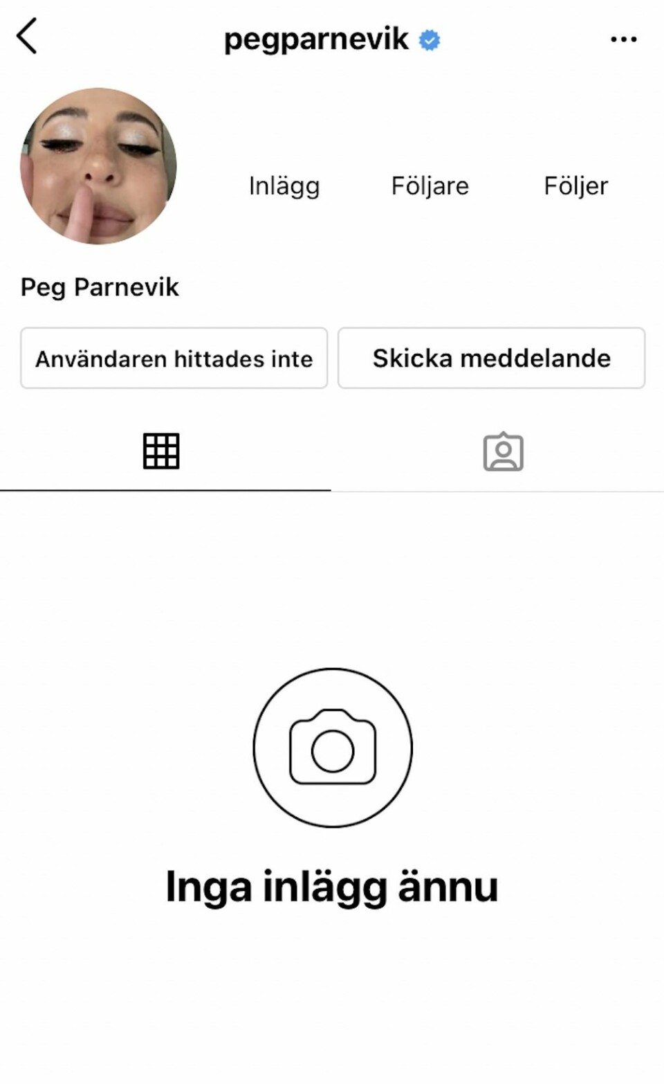 I helgen som gick möttes Peg Parneviks följare av ett rensat Instagramkonto. I helgen som gick möttes Peg Parneviks följare av ett rensat Instagramkonto.