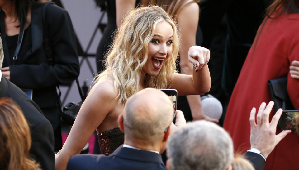 Jennifer Lawrence på röda mattan under Oscarsgalan 2018. Jennifer Lawrence på röda mattan under Oscarsgalan 2018.