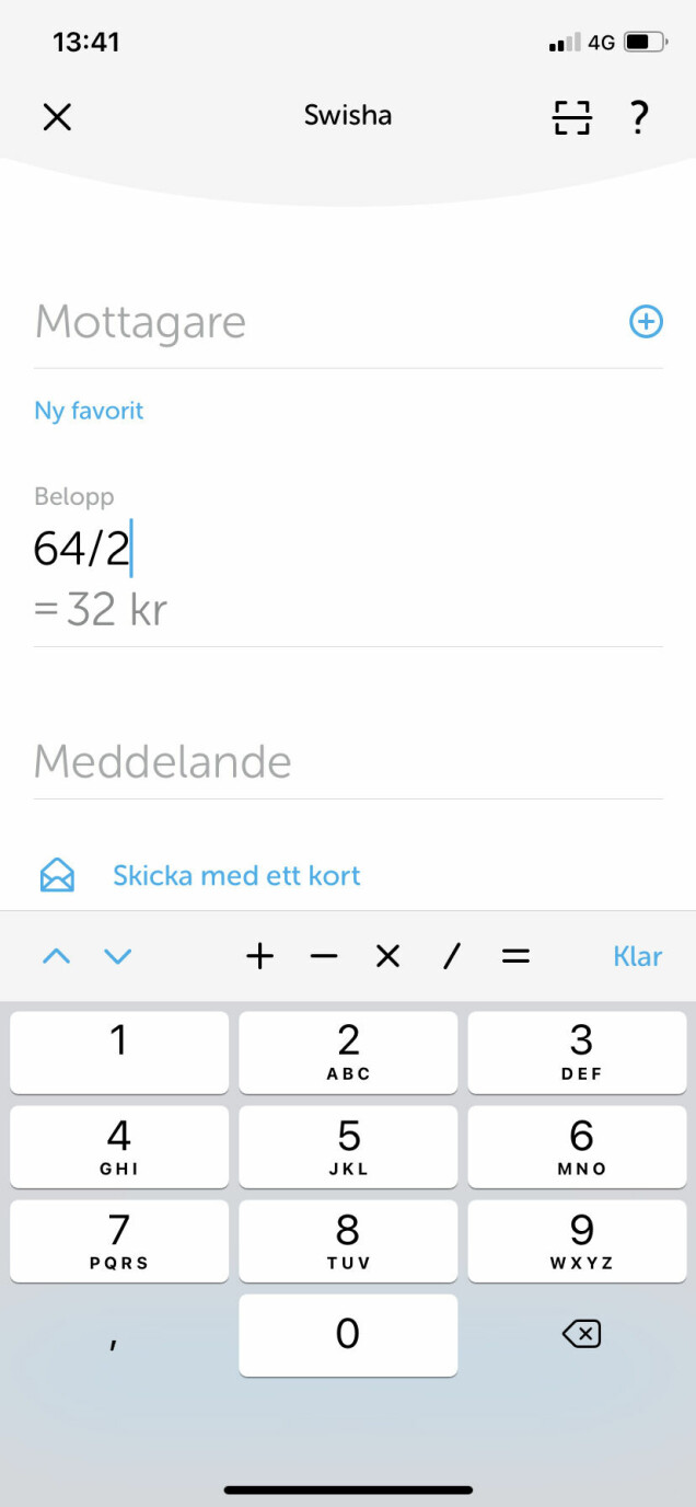 Så här räknar du ut vad som ska swishas när en vän köpt något åt er båda. Så här räknar du ut vad som ska swishas när en vän köpt något åt er båda.