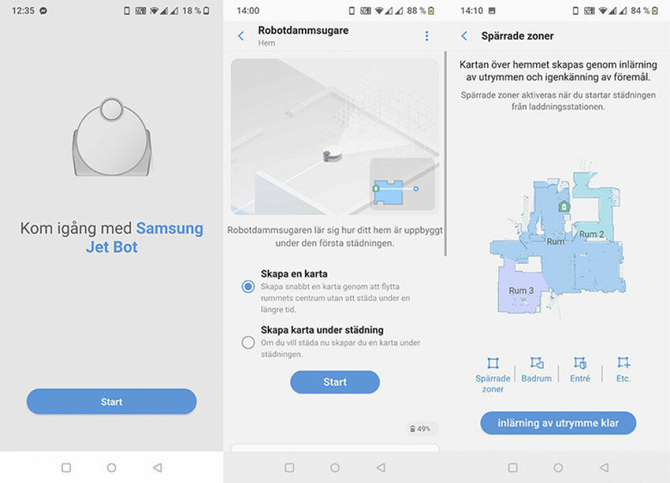 Installationen av robotdammsugaren startar när du lagt till den i Samsungs app Smart Things. Installationen av robotdammsugaren startar när du lagt till den i Samsungs app Smart Things.
