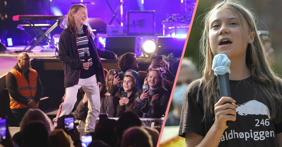 Greta Thunberg dansar och sjunger för första gången på scenen – se klippet