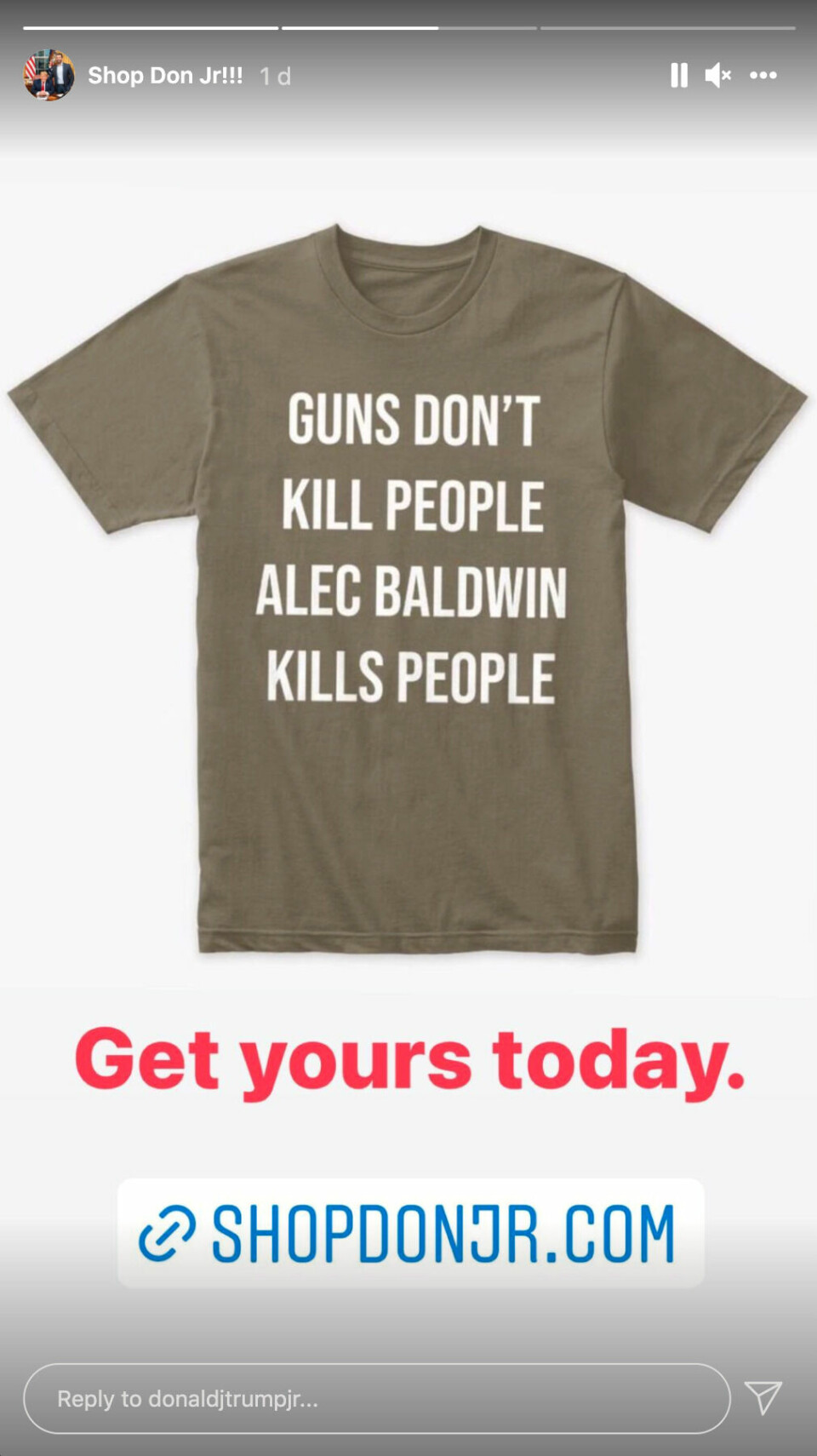 T-shirten som såldes på Donald Trump Juniors hemsida. Foto: Instagram T-shirten som såldes på Donald Trump Juniors hemsida. Foto: Instagram