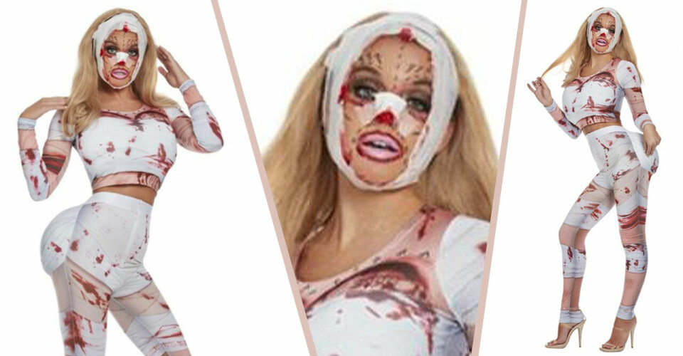 Buttericks produktbilder för halloween-dräkten ”plastikopererad influencer”. Foto: Buttericks Buttericks produktbilder för halloween-dräkten ”plastikopererad influencer”. Foto: Buttericks
