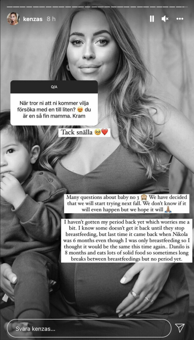Kenza berättar på sin Instagram story. Kenza berättar på sin Instagram story.