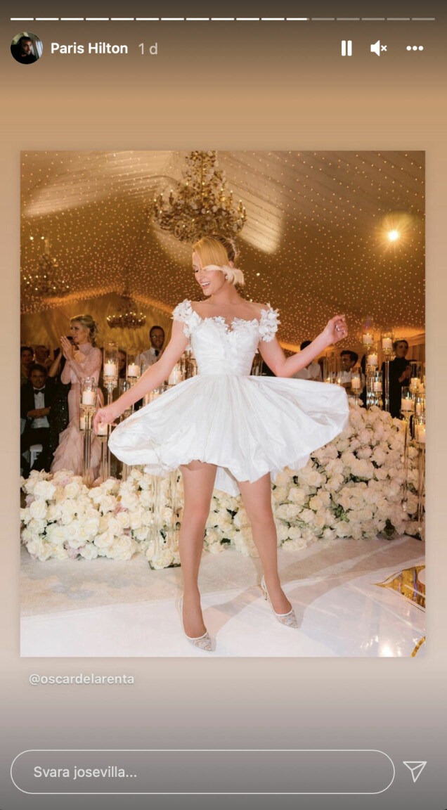 När brudvalsen var avklarad ville Paris dansa vidare i en kortare kjol. När brudvalsen var avklarad ville Paris dansa vidare i en kortare kjol.