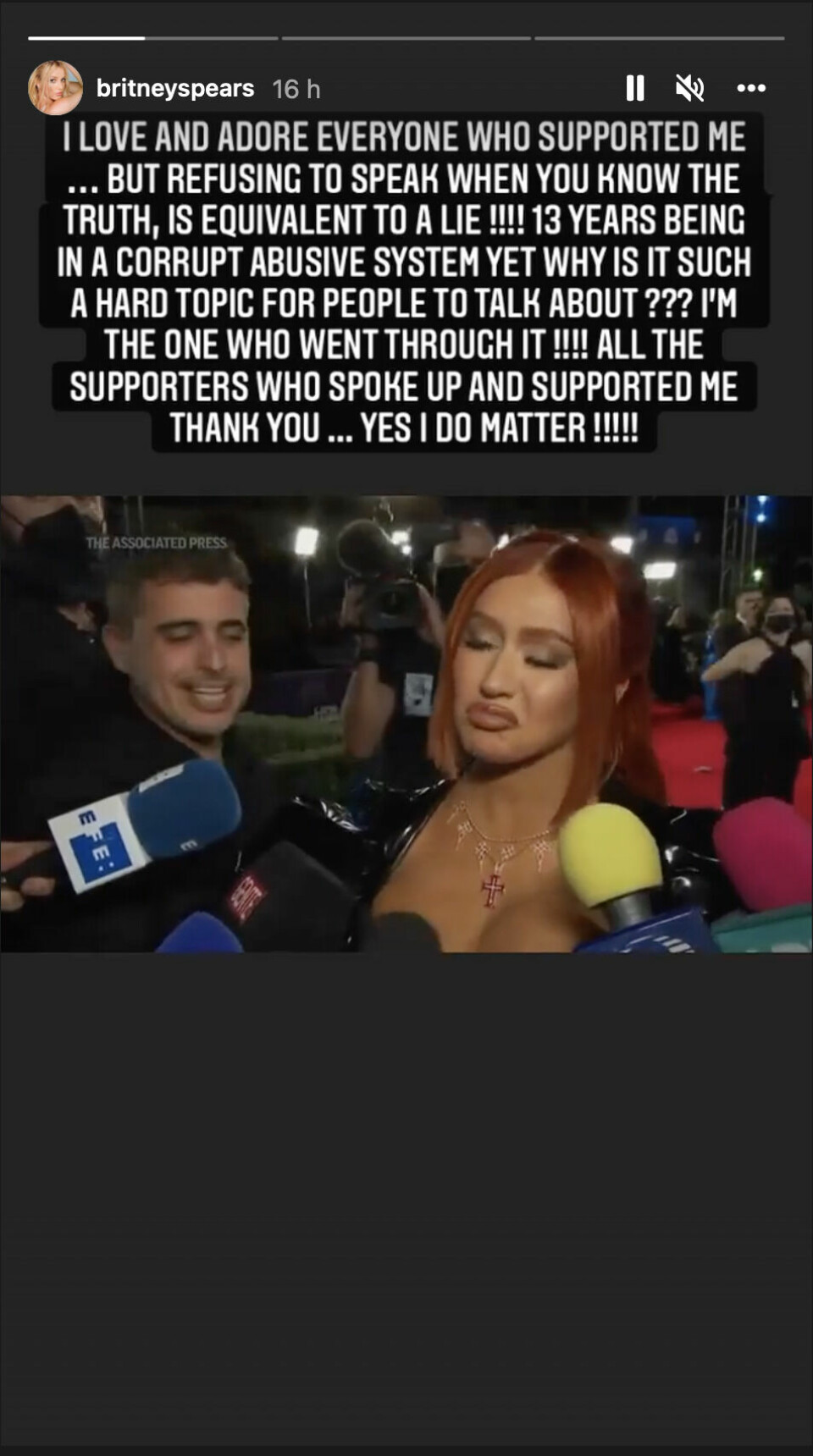 Britney Spears ryter ifrån mot Christina Aguilera på Instagram story. Britney Spears ryter ifrån mot Christina Aguilera på Instagram story.