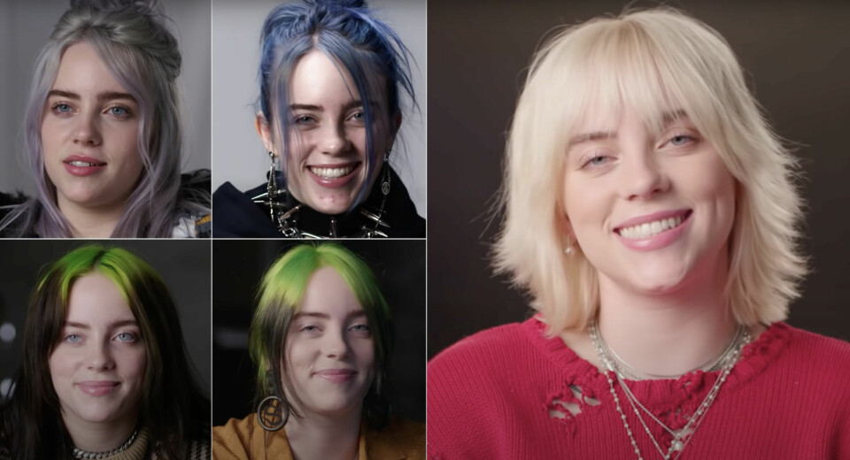 Montage från Vanity Fairs Youtube-klipp visar hur Billie Eilish stil skiftat över åren. Montage från Vanity Fairs Youtube-klipp visar hur Billie Eilish stil skiftat över åren.