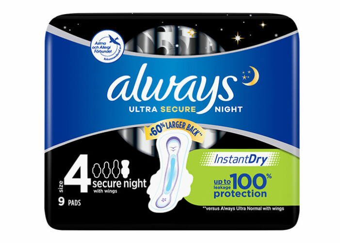 Always Ultra Secure Night ger trygghet för dig som blöder mycket efter en förlossning.
