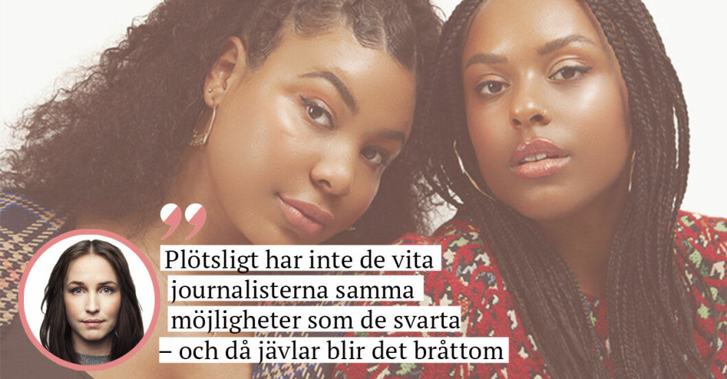 Amie Bramme Sey och Fanna Ndow Norrby i Raseriet och en infälld bild på journalisten Sofia Börjesson.