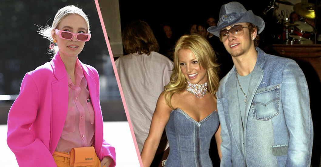 Britney Spears och Justin Timberlake samt rosa solglasögon